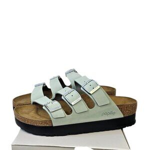 Papillio Birkenstock Florida Flex Platform Triple-Strap Sandal, Sage,Narrow 39/8